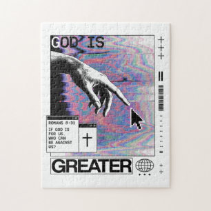 Römer 8:31 Cyberpunk Hand Of God Glitch Art