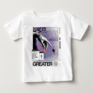 Römer 8:31 Cyberpunk Hand Of God Glitch Art Baby T-shirt