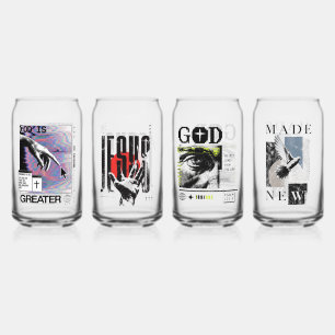 Römer 8:31 Cyberpunk Hand Of God Glitch Art Dosenglas