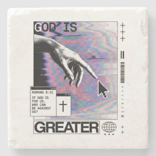 Römer 8:31 Cyberpunk Hand Of God Glitch Art Steinuntersetzer