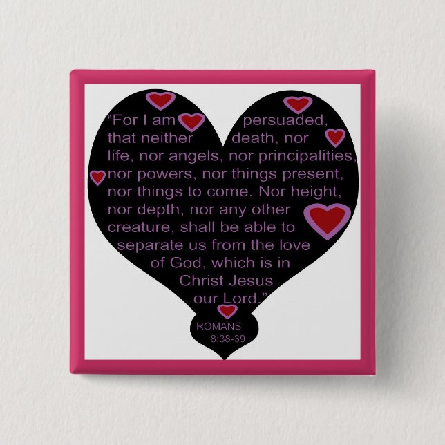 Römer-8:38 - Knopf mit 39 Herzen Button (Vorderseite)