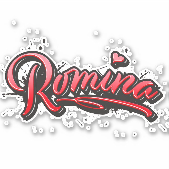 Romina red Heart Graffiti Autocollants (Devant)