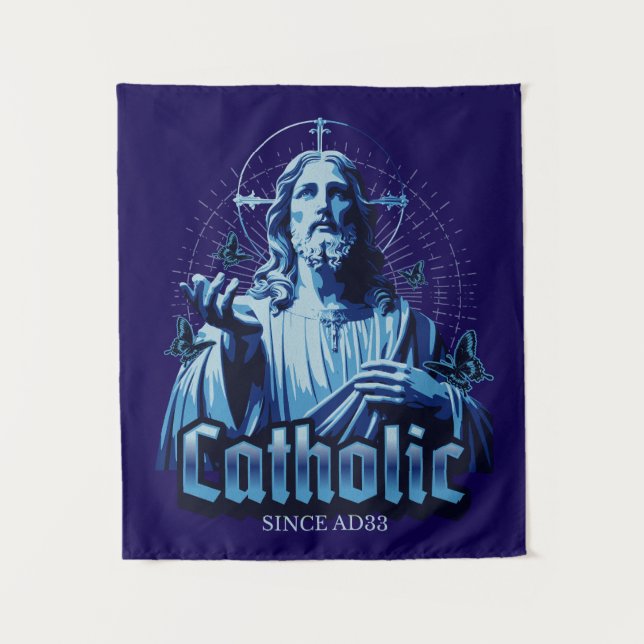 Römisch Katholisch seit AD33 Jesus Christus Wandteppich (Vorderseite)