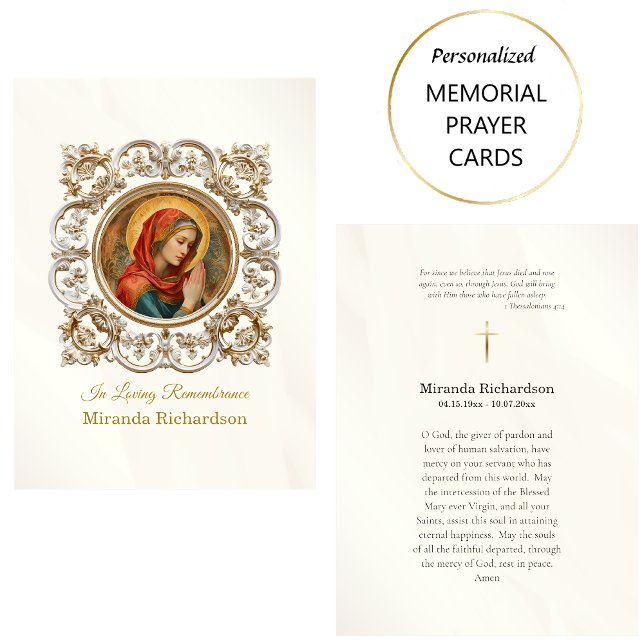 Römisch-katholische Jungfrau Mary Funerary Prayer  Platzkarte (Von Creator hochgeladen)
