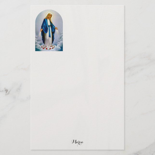 Römisch-katholische Jungfrau Mary Rote Rosen angep Briefpapier (Vorderseite)