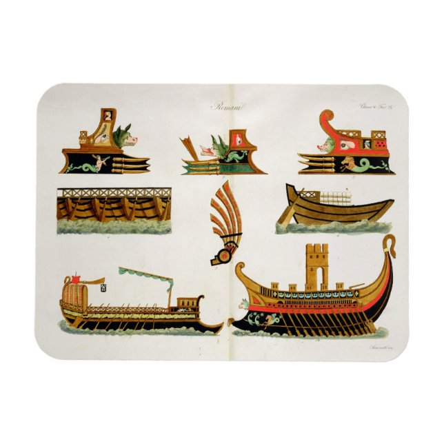 Römische Schiffe mit Angaben zu den Galionsfiguren Magnet (Horizontal)