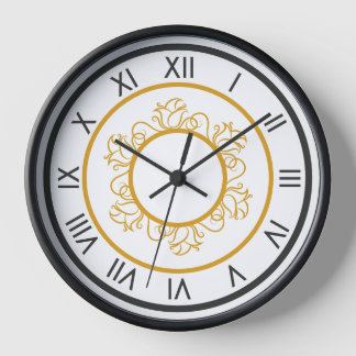 Römische Wall-Uhr - Schwarz und Gold Uhr