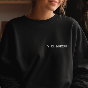 Römische Zahlen bestickt Geburtstag Besticktes Langarmshirt