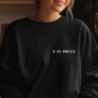 Römische Zahlen bestickt Geburtstag Besticktes Langarmshirt