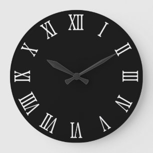 Römische Zahlen in Schwarz und Weiß Große Wanduhr