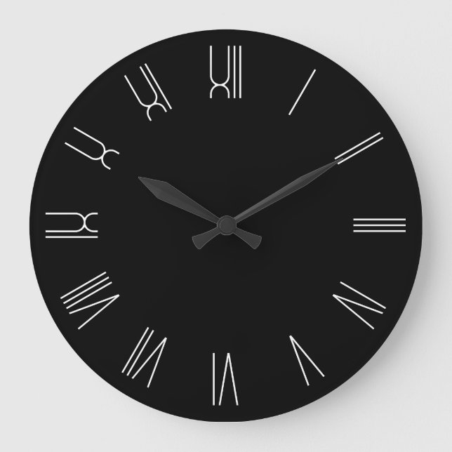 Römische Zahlen in Schwarz und Weiß Retro Große Wanduhr (Vorderseite)