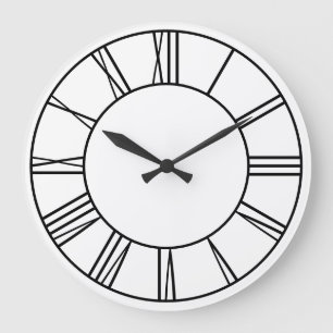 Römische Zahlen in Weiß und Schwarz Große Wanduhr