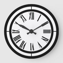 Römische Ziffern-Schwarzweiss-Wanduhr Große Wanduhr