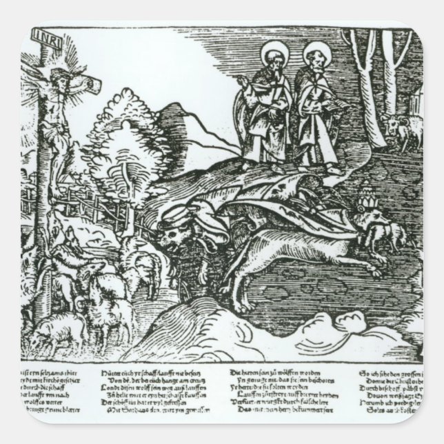 Römischer Katholizismus und Lutheranismus widerspr Quadratischer Aufkleber (Vorderseite)