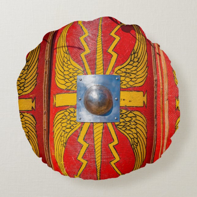 Römischer Militärschild - Skutum Rundes Kissen (Rückseite)