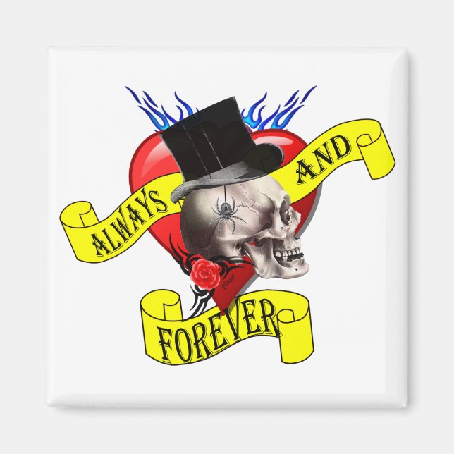Römischer Schädel und Valentine Liebe Magnet (Vorne)