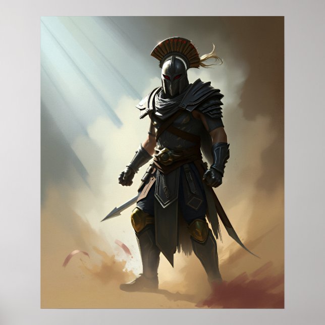 Römischer Spartaner Krieger, dunkle Rüstung Poster (Vorne)