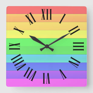 Römischer Stil mit farbenfrohen, pastellfarbenen R Quadratische Wanduhr