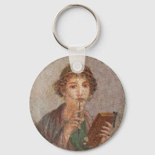 Römisches Fresko Pompeji Sappho Mädchen Tafel und  Schlüsselanhänger