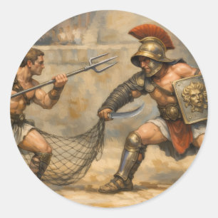 Römisches Gladiatorenduell  Runder Aufkleber