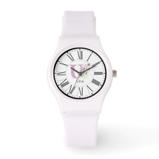 römisches Numeraldesign mit Initial- und Namensübe Armbanduhr