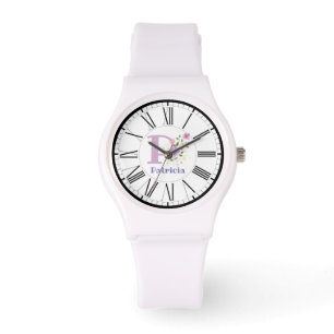 römisches Numeraldesign mit Initial- und Namensübe Armbanduhr