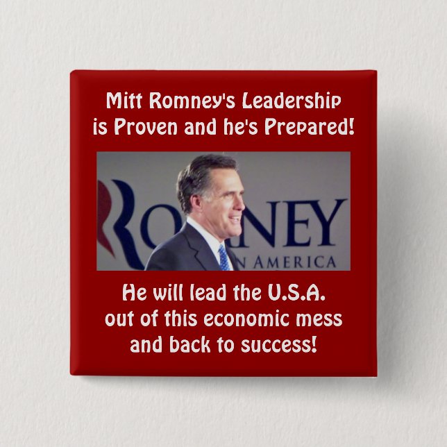 Romney Führungs-Quadrat-Knopf Button (Vorderseite)