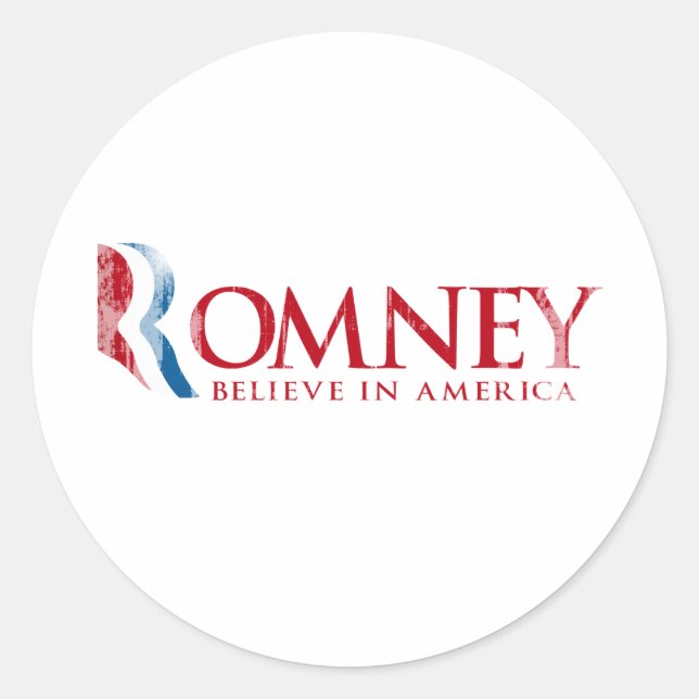 Romney - Glaube an Amerika (rot) Runder Aufkleber (Vorderseite)