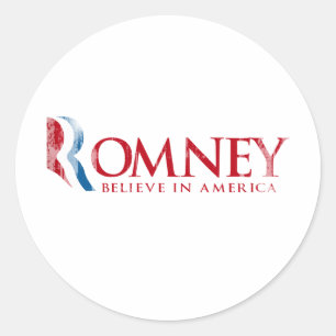 Romney - glauben Sie an Amerika (rot) Runder Aufkleber