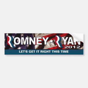 Romney/Ryan 2012 - erhalten Sie es, dieses mal ZU Autoaufkleber