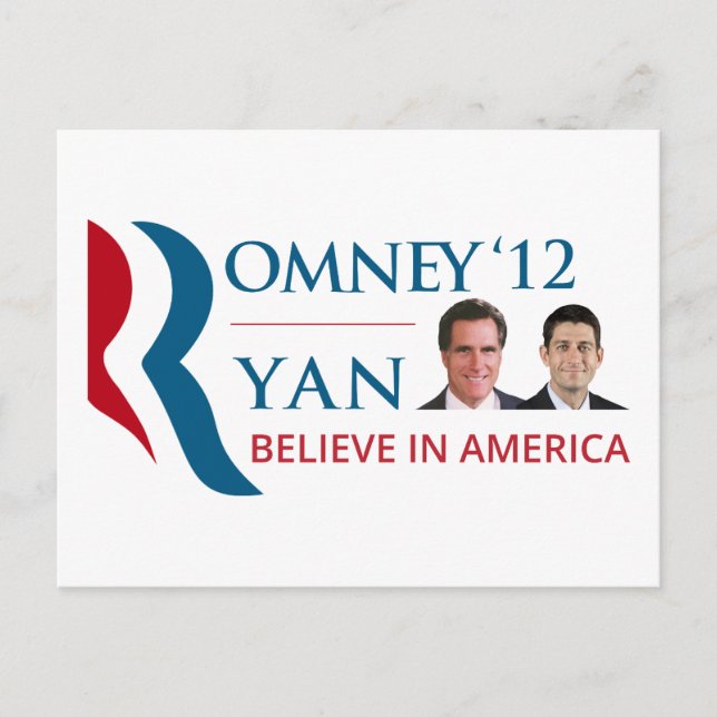 Romney/Ryan 2012 für US-Präsident und VP Postkarte (Vorderseite)