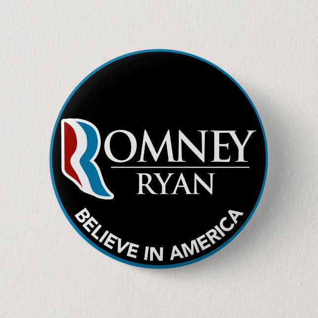 Romney Ryan glauben an rundes Schwarzes Amerikas Button (Vorderseite)