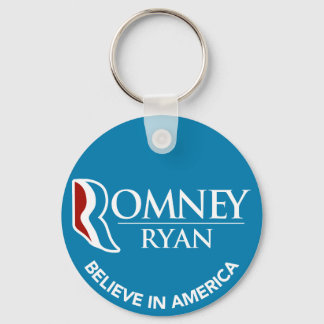 Romney Ryan glaubt an America Round Blue Schlüsselanhänger