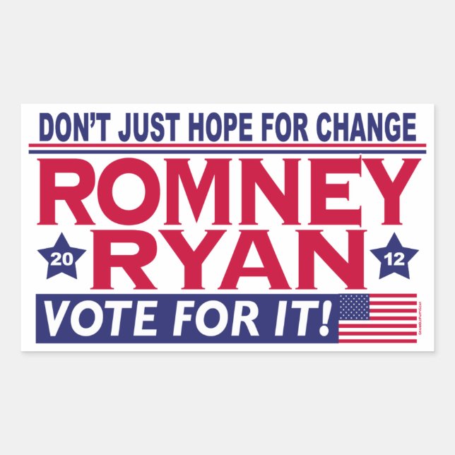 Romney Ryan Hope Change Rechteckiger Aufkleber (Vorderseite)