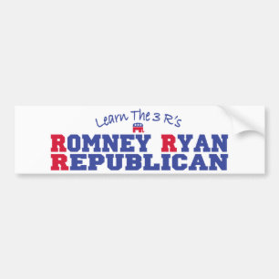 Romney Ryan lernen die 3 r Autoaufkleber