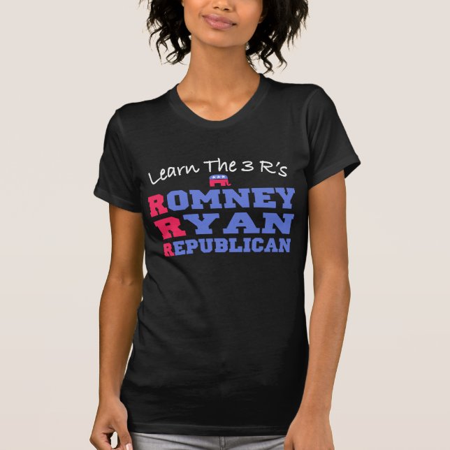 Romney Ryan lernen die 3 r T-Shirt (Vorderseite)