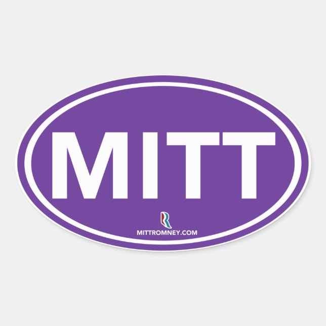 Romney Ryan Mitt Oval Sticker (Lila) (Vorderseite)