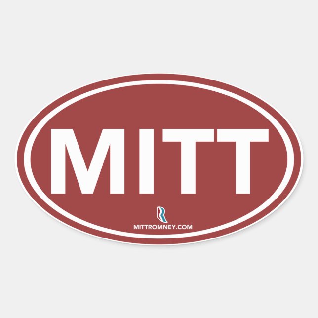 Romney Ryan Mitt Oval Sticker (rot) (Vorderseite)