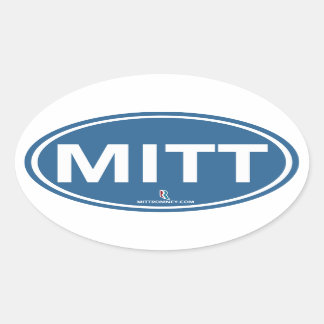 Romney Ryan Mitt Sticker Oval (Blau)