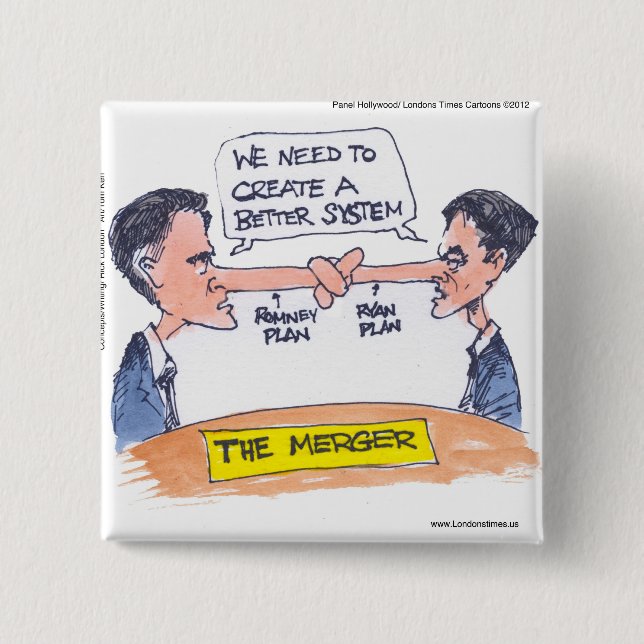 Romney Ryan Pinocchio Merger Funny Gifts & T-Shirt Button (Vorderseite)