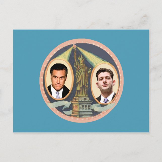 Romney Ryan Retro Postkarte (Vorderseite)