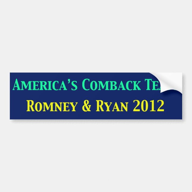 Romney u. Ryan Amerika kommen Team zurück Autoaufkleber (Vorne)