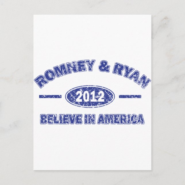 Romney und Ryan glauben an Amerika Postkarte (Vorderseite)
