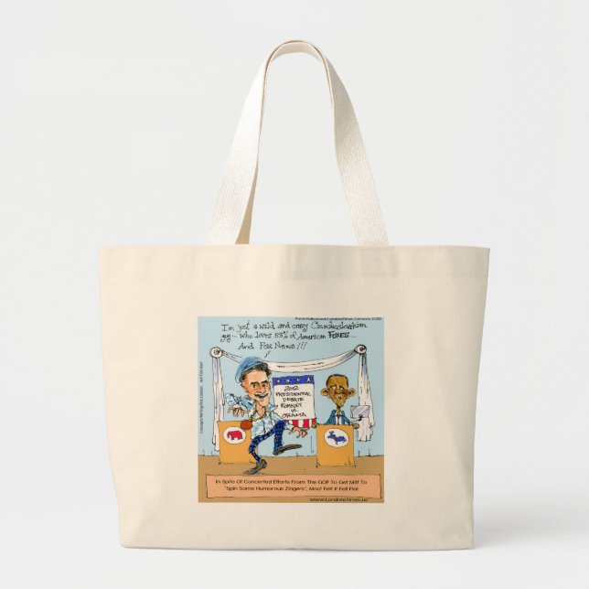 Romney versucht Zingers über Obama Funny Gifts & C Jumbo Stoffbeutel (Vorne)