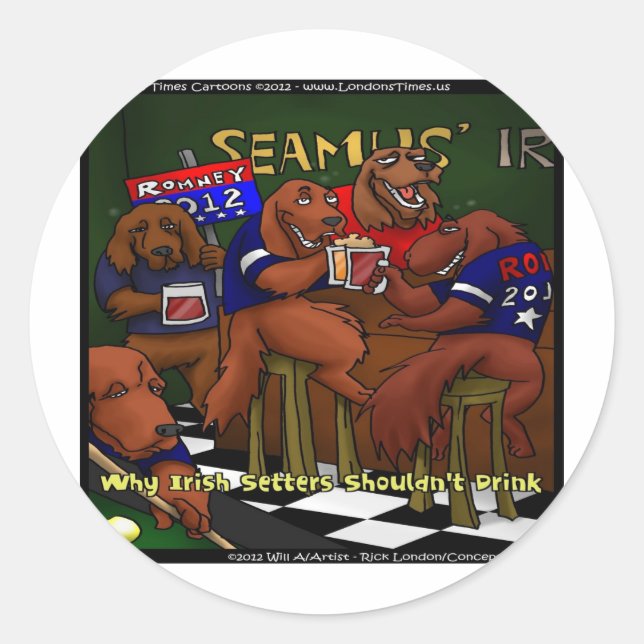 Romneys irische Setters Funny Stickers (Vorderseite)