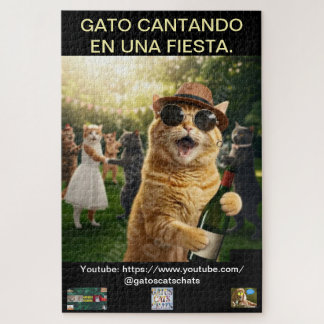 ROMPECABEZA DE GATO CANTANDO EN UNA FIESTA
