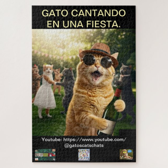 ROMPECABEZA DE GATO CANTANDO EN UNA FIESTA (Vertikal)