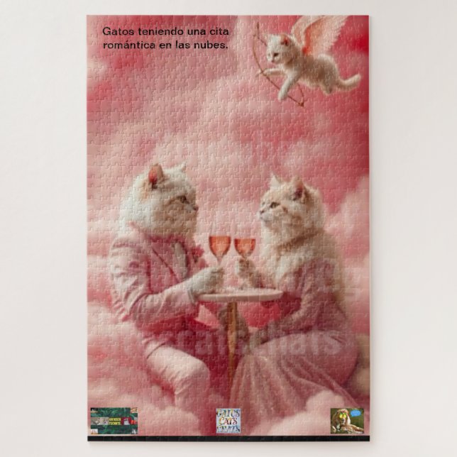 Rompecabeza Gato teniendo una cita romántica. (Vertikal)