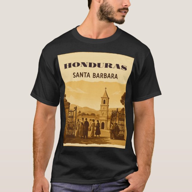 Rompecabezas  Honduras Santa Barbara Retro poster T-Shirt (Vorderseite)
