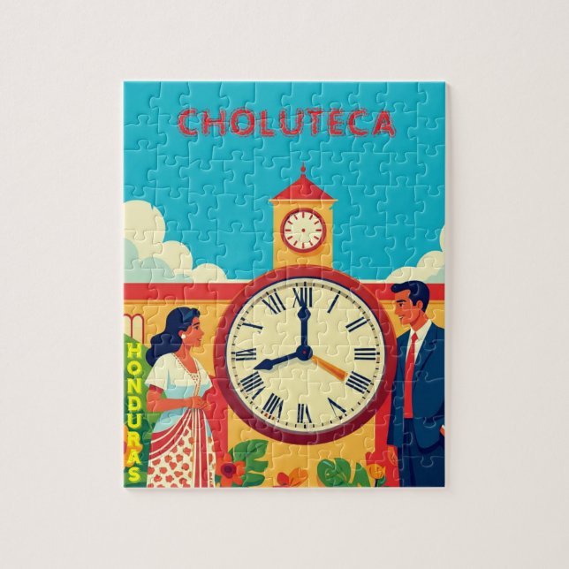 ROMPECABEZASHonduras CHOLUTECA RELOJ Retro poster (Vertikal)